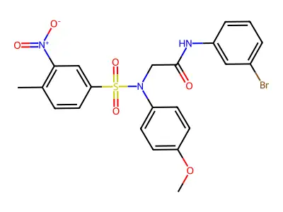 N-(3-bromophenyl)-2-(4-methoxy-N-(4-methyl-3-nitrophenyl)sulfonylanilino)acetamide structure