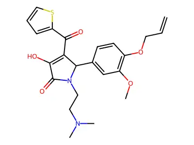 1-[2-(dimethylamino)ethyl]-3-hydroxy-5-[3-methoxy-4-(prop-2-en-1-yloxy)phenyl]-4-(thiophen-2-ylcarbonyl)-1,5-dihydro-2H-pyrrol-2-one structure