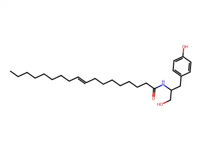 N-[1-hydroxy-3-(4-hydroxyphenyl)propan-2-yl]-9-octadecenamide structure