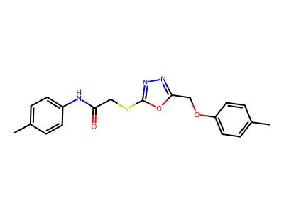 2-[[5-[(4-methylphenoxy)methyl]-1,3,4-oxadiazol-2-yl]sulfanyl]-N-(4-methylphenyl)acetamide structure