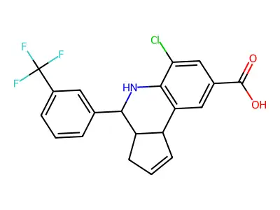 6-chloro-4-[3-(trifluoromethyl)phenyl]-3a,4,5,9b-tetrahydro-3H-cyclopenta[c]quinoline-8-carboxylic acid structure
