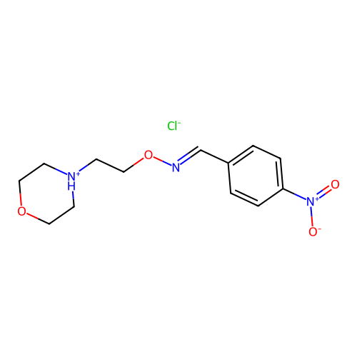 Benzaldehyde, p-nitro-, O-(2-morpholinoethyl)oxime, hydrochloride, (E)- structure
