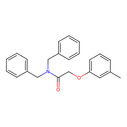 N,N-dibenzyl-2-(3-methylphenoxy)acetamide structure