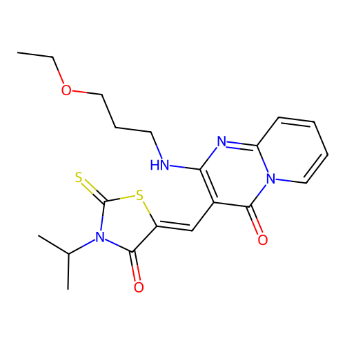 (Z)-5-((2-((3-ethoxypropyl)amino)-4-oxo-4H-pyrido[1,2-a]pyrimidin-3-yl)methylene)-3-isopropyl-2-thioxothiazolidin-4-one structure