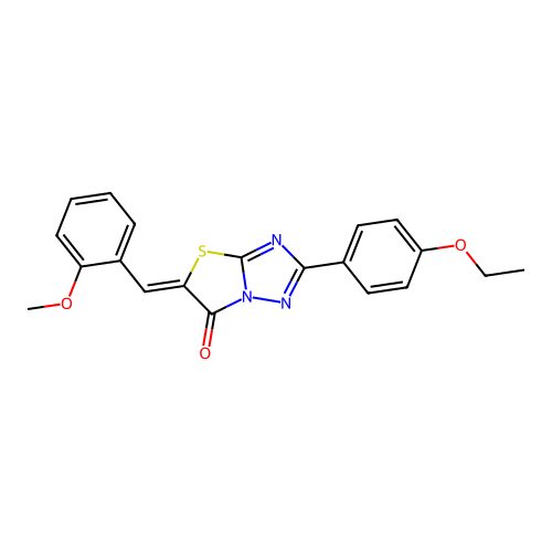 (5Z)-2-(4-ethoxyphenyl)-5-(2-methoxybenzylidene)[1,3]thiazolo[3,2-b][1,2,4]triazol-6(5H)-one structure