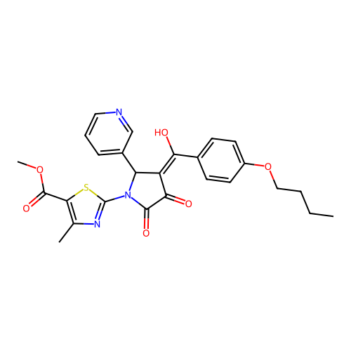 Methyl 2-(3-(4-butoxybenzoyl)-4-hydroxy-5-oxo-2-(pyridin-3-yl)-2,5-dihydro-1H-pyrrol-1-yl)-4-methylthiazole-5-carboxylate structure