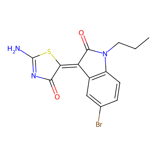 (Z)-5-(5-bromo-2-oxo-1-propylindolin-3-ylidene)-2-iminothiazolidin-4-one structure