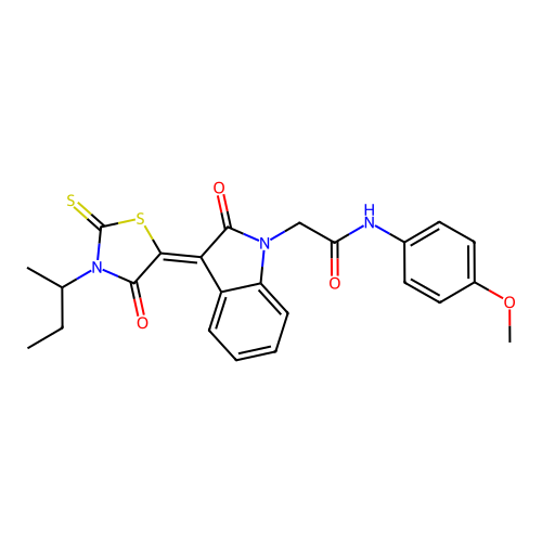 2-[(3Z)-3-(3-SEC-BUTYL-4-OXO-2-THIOXO-1,3-THIAZOLIDIN-5-YLIDENE)-2-OXO-2,3-DIHYDRO-1H-INDOL-1-YL]-N-(4-METHOXYPHENYL)ACETAMIDE structure