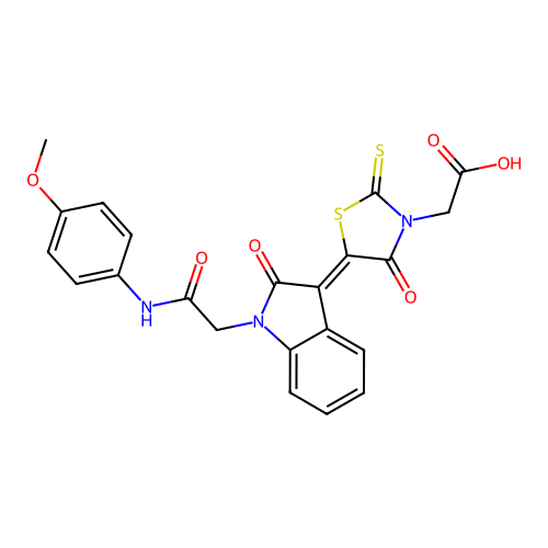 ((5Z)-5-{1-[2-(4-METHOXYANILINO)-2-OXOETHYL]-2-OXO-1,2-DIHYDRO-3H-INDOL-3-YLIDENE}-4-OXO-2-THIOXO-1,3-THIAZOLIDIN-3-YL)ACETIC ACID structure