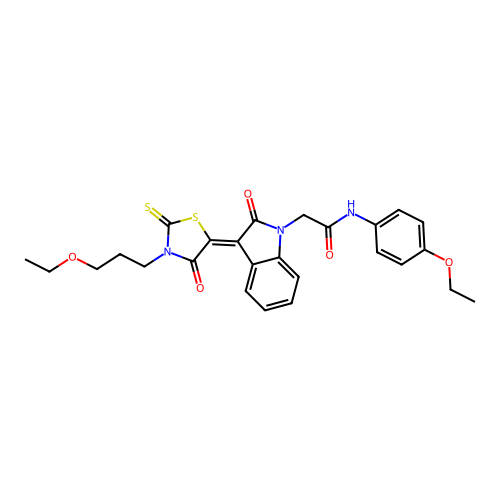 N-(4-ethoxyphenyl)-2-{(3Z)-3-[3-(3-ethoxypropyl)-4-oxo-2-thioxo-1,3-thiazolidin-5-ylidene]-2-oxo-2,3-dihydro-1H-indol-1-yl}acetamide structure