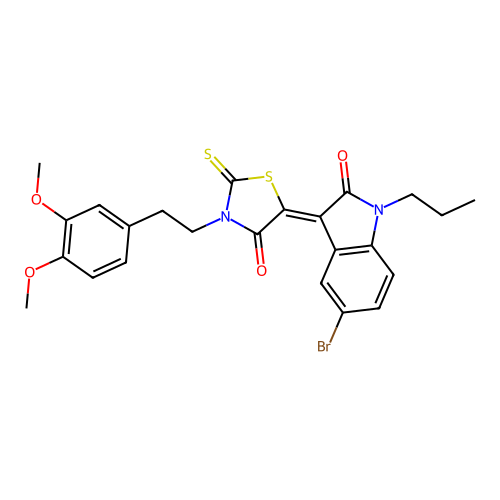 5-(5-Bromo-2-oxo-1-propylindolin-3-ylidene)-3-(3,4-dimethoxyphenethyl)-2-thioxothiazolidin-4-one structure