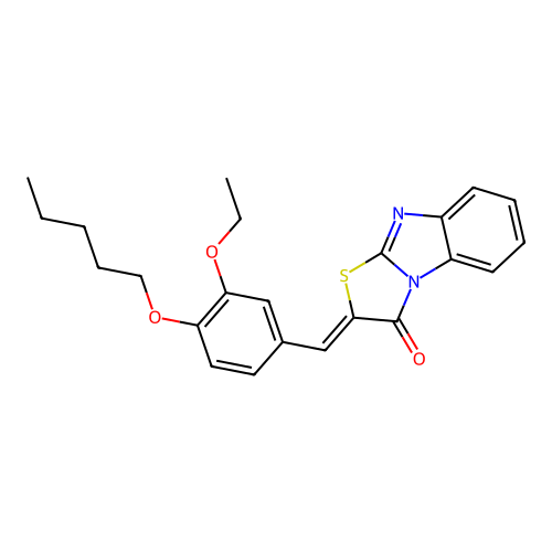 (2Z)-2-[3-ethoxy-4-(pentyloxy)benzylidene][1,3]thiazolo[3,2-a]benzimidazol-3(2H)-one structure