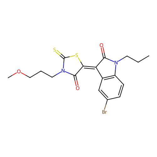 5-(5-Bromo-2-oxo-1-propylindolin-3-ylidene)-3-(3-methoxypropyl)-2-thioxothiazolidin-4-one structure