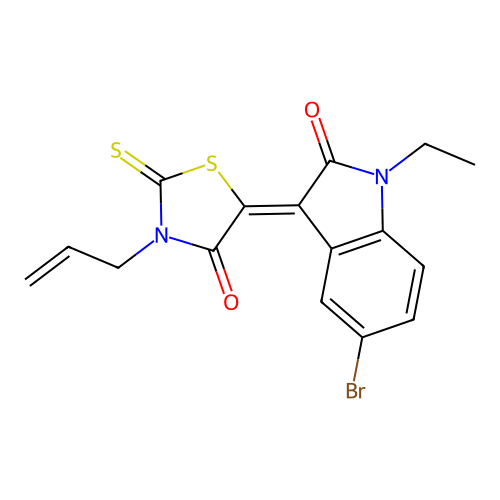 3-Allyl-5-(5-bromo-1-ethyl-2-oxoindolin-3-ylidene)-2-thioxothiazolidin-4-one structure