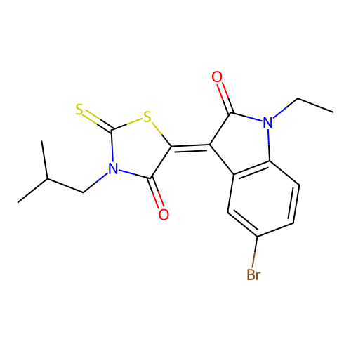 5-(5-Bromo-1-ethyl-2-oxoindolin-3-ylidene)-3-isobutyl-2-thioxothiazolidin-4-one structure