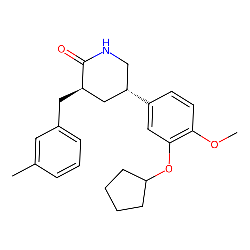 (3S,5S)-5-(3-(Cyclopentyloxy)-4-methoxyphenyl)-3-(3-methylbenzyl)piperidin-2-one structure