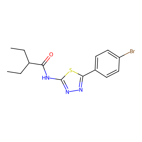 N-(5-(4-bromophenyl)-1,3,4-thiadiazol-2-yl)-2-ethylbutanamide structure