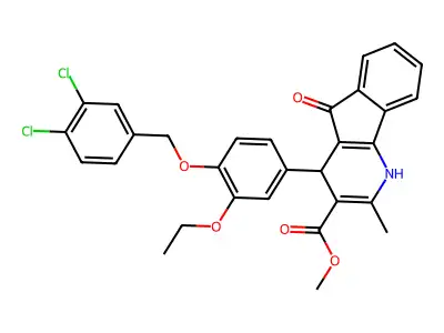 methyl 4-[4-[(3,4-dichlorophenyl)methoxy]-3-ethoxyphenyl]-2-methyl-5-oxo-1,4-dihydroindeno[1,2-b]pyridine-3-carboxylate structure