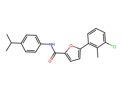 5-(3-chloro-2-methylphenyl)-N-(4-propan-2-ylphenyl)furan-2-carboxamide structure