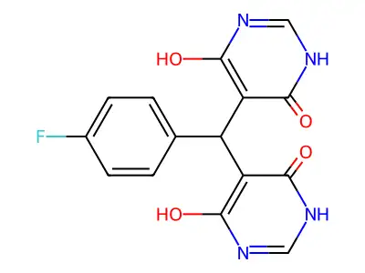 5,5'-[(4-fluorophenyl)methanediyl]dipyrimidine-4,6-diol structure