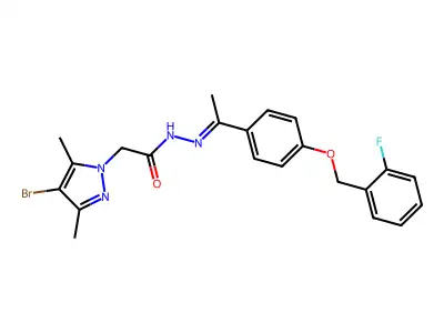 2-(4-bromo-3,5-dimethylpyrazol-1-yl)-N-[1-[4-[(2-fluorophenyl)methoxy]phenyl]ethylideneamino]acetamide structure