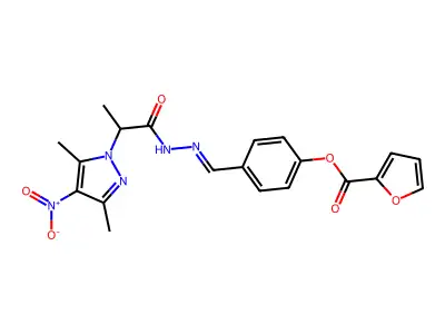 4-({2-[2-(3,5-Dimethyl-4-nitro-1H-pyrazol-1-yl)propanoyl]hydrazinylidene}methyl)phenyl furan-2-carboxylate structure