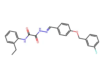 N-(2-ethylphenyl)-N'-[[4-[(3-fluorophenyl)methoxy]phenyl]methylideneamino]oxamide structure
