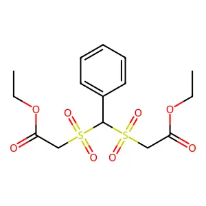 Acetic acid, 2,2'-[(phenylmethylene)bis(sulfonyl)]bis-, diethyl ester structure