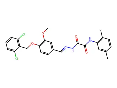 N'-[[4-[(2,6-dichlorophenyl)methoxy]-3-methoxyphenyl]methylideneamino]-N-(2,5-dimethylphenyl)oxamide structure