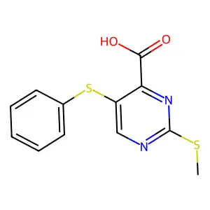 4-Pyrimidinecarboxylic acid, 2-(methylthio)-5-(phenylthio)- structure