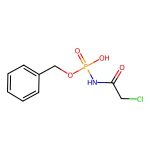 N-(2-chloroacetyl)-phenylmethoxyphosphonamidic acid structure