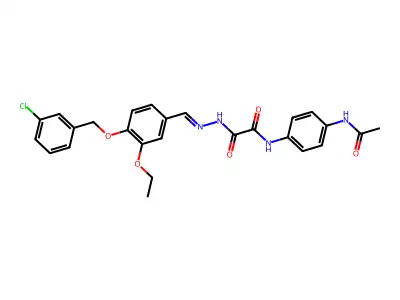N-(4-acetamidophenyl)-N'-[[4-[(3-chlorophenyl)methoxy]-3-ethoxyphenyl]methylideneamino]oxamide structure