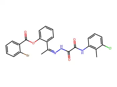 2-(1-{2-[(3-Chloro-2-methylanilino)(oxo)acetyl]hydrazinylidene}ethyl)phenyl 2-bromobenzoate structure