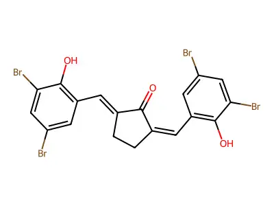Cyclopentanone, 2,5-bis[(3,5-dibromo-2-hydroxyphenyl)methylene]- structure