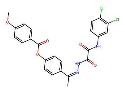 [4-[N-[[2-(3,4-dichloroanilino)-2-oxoacetyl]amino]-C-methylcarbonimidoyl]phenyl] 4-methoxybenzoate structure