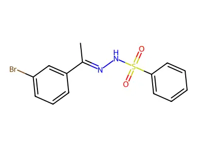 N-[(E)-1-(3-bromophenyl)ethylideneamino]benzenesulfonamide structure