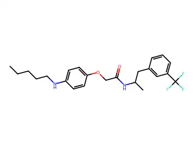 N-(alpha-Methyl-m-trifluoromethylphenethyl)-p-pentylamino-phenoxyacetamide structure