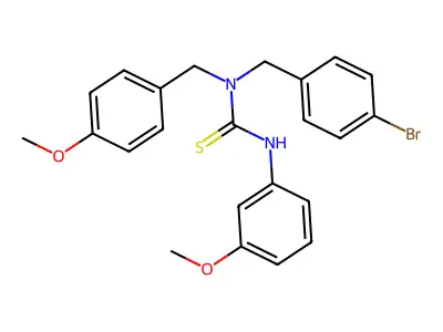 1-[(4-bromophenyl)methyl]-3-(3-methoxyphenyl)-1-[(4-methoxyphenyl)methyl]thiourea structure