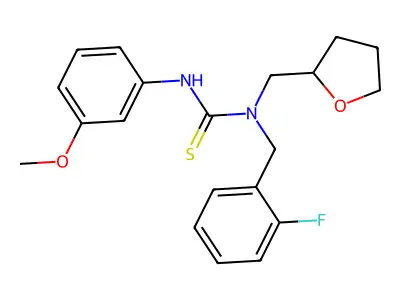 1-[(2-Fluorophenyl)methyl]-3-(3-methoxyphenyl)-1-(oxolan-2-ylmethyl)thiourea structure