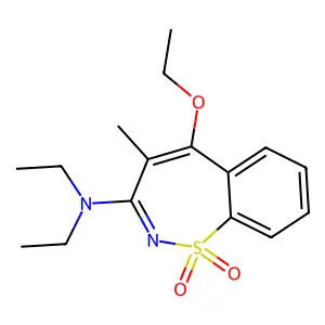 5-ethoxy-N,N-diethyl-4-methyl-1,1-dioxo-1lambda6,2-benzothiazepin-3-amine structure
