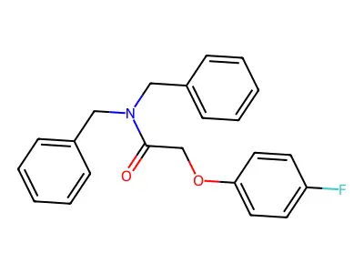N,N-dibenzyl-2-(4-fluorophenoxy)acetamide structure