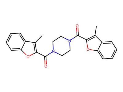 Piperazine, 1,4-bis[(3-methyl-2-benzofuranyl)carbonyl]- structure