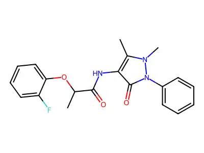N-(1,5-dimethyl-3-oxo-2-phenyl-2,3-dihydro-1H-pyrazol-4-yl)-2-(2-fluorophenoxy)propanamide structure