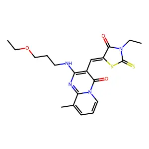 (Z)-5-((2-((3-ethoxypropyl)amino)-9-methyl-4-oxo-4H-pyrido[1,2-a]pyrimidin-3-yl)methylene)-3-ethyl-2-thioxothiazolidin-4-one structure