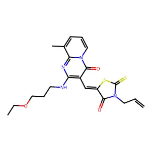 (Z)-3-allyl-5-((2-((3-ethoxypropyl)amino)-9-methyl-4-oxo-4H-pyrido[1,2-a]pyrimidin-3-yl)methylene)-2-thioxothiazolidin-4-one structure