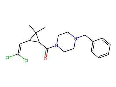 (4-benzylpiperazin-1-yl)-[3-(2,2-dichloroethenyl)-2,2-dimethylcyclopropyl]methanone structure