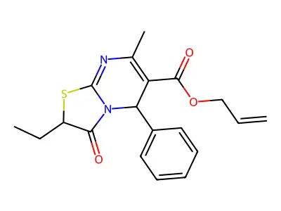 Allyl 2-ethyl-7-methyl-3-oxo-5-phenyl-3,5-dihydro-2H-thiazolo[3,2-a]pyrimidine-6-carboxylate structure