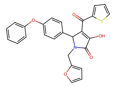 1-(2-FURYLMETHYL)-3-HYDROXY-5-(4-PHENOXYPHENYL)-4-(2-THIENYLCARBONYL)-1,5-DIHYDRO-2H-PYRROL-2-ONE structure