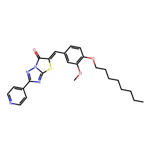 (5Z)-5-[3-methoxy-4-(octyloxy)benzylidene]-2-(pyridin-4-yl)[1,3]thiazolo[3,2-b][1,2,4]triazol-6(5H)-one structure