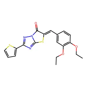 (5Z)-5-(3,4-diethoxybenzylidene)-2-(2-thienyl)[1,3]thiazolo[3,2-b][1,2,4]triazol-6(5H)-one structure